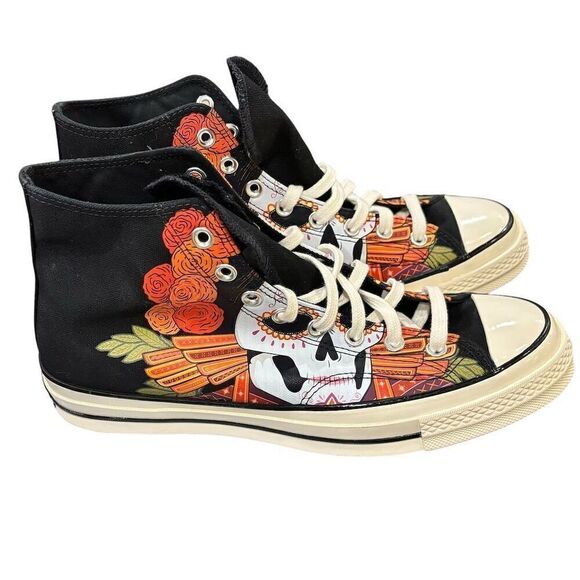 Converse Chuck 70 High Top Dia De Los Muertos Black Unisex Size 10 - Picture 1 of 6